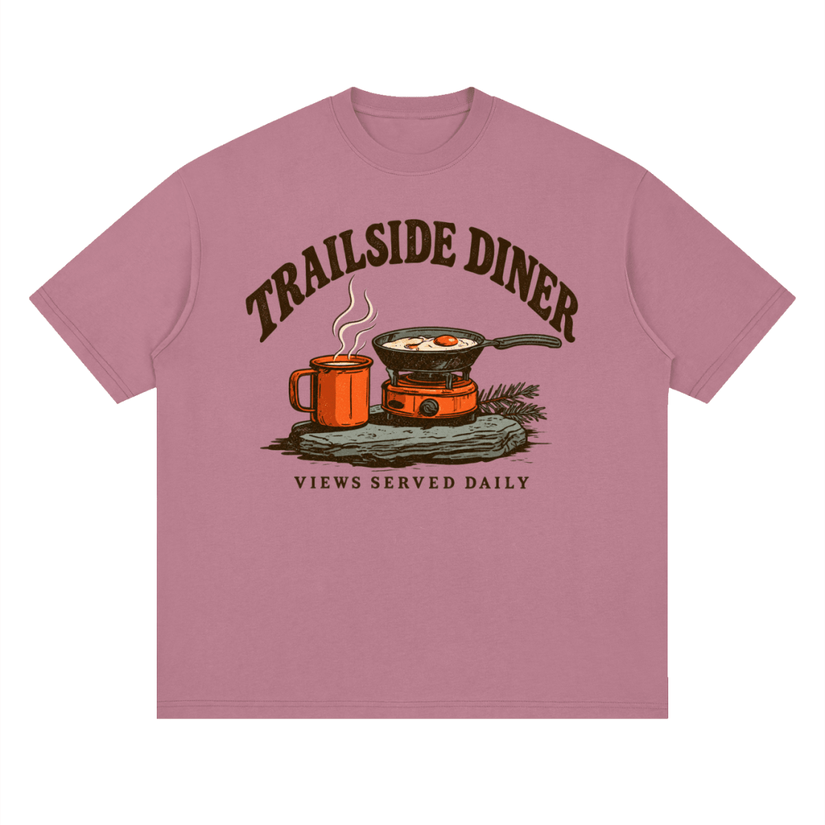 Trailside Diner. Views served daily Streetwear Loose Drop Shoulder T-Shirt - Shirt Habit
