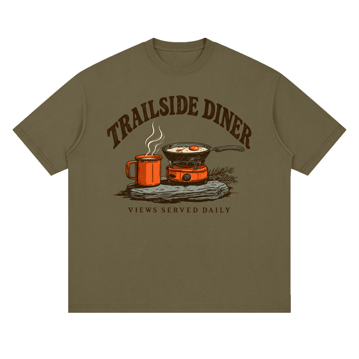 Trailside Diner. Views served daily Streetwear Loose Drop Shoulder T-Shirt - Shirt Habit