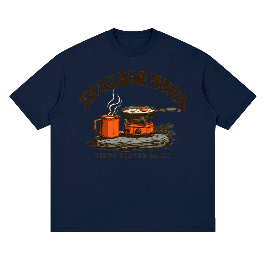 Trailside Diner. Views served daily Streetwear Loose Drop Shoulder T-Shirt - Shirt Habit
