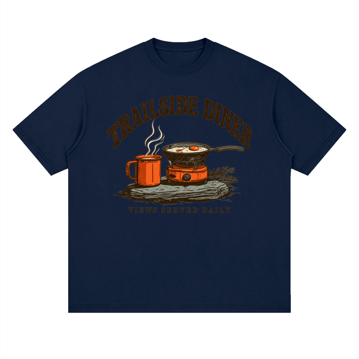 Trailside Diner. Views served daily Streetwear Loose Drop Shoulder T-Shirt - Shirt Habit