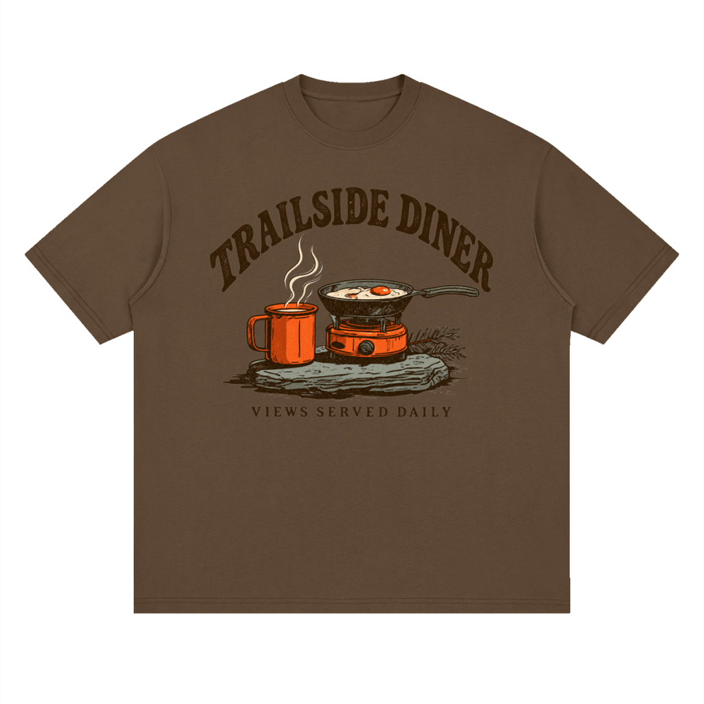 Trailside Diner. Views served daily Streetwear Loose Drop Shoulder T-Shirt - Shirt Habit