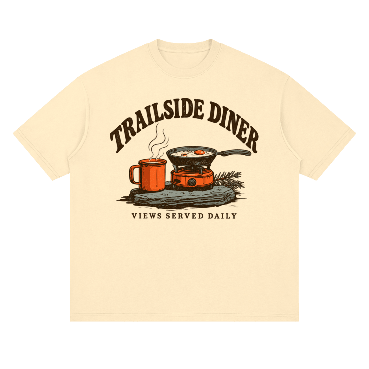 Trailside Diner. Views served daily Streetwear Loose Drop Shoulder T-Shirt - Shirt Habit