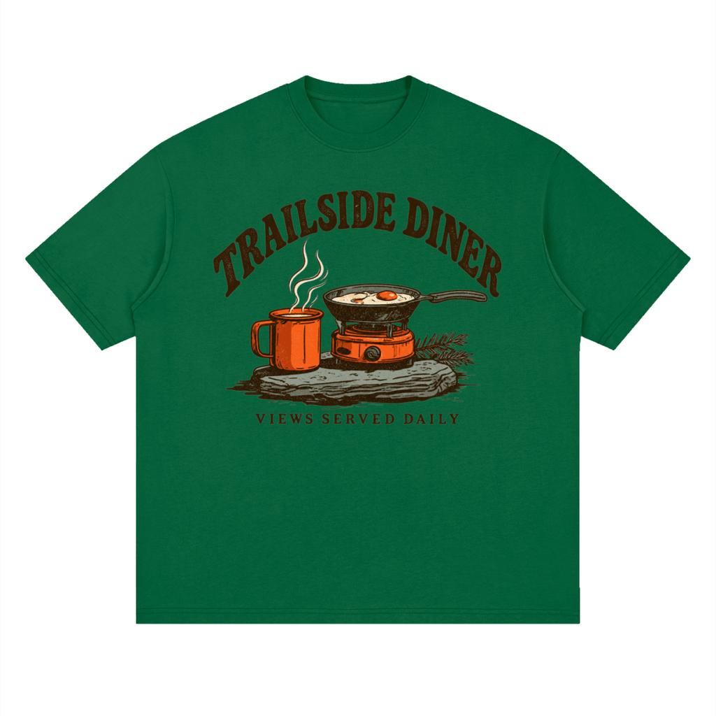 Trailside Diner. Views served daily Streetwear Loose Drop Shoulder T-Shirt - Shirt Habit