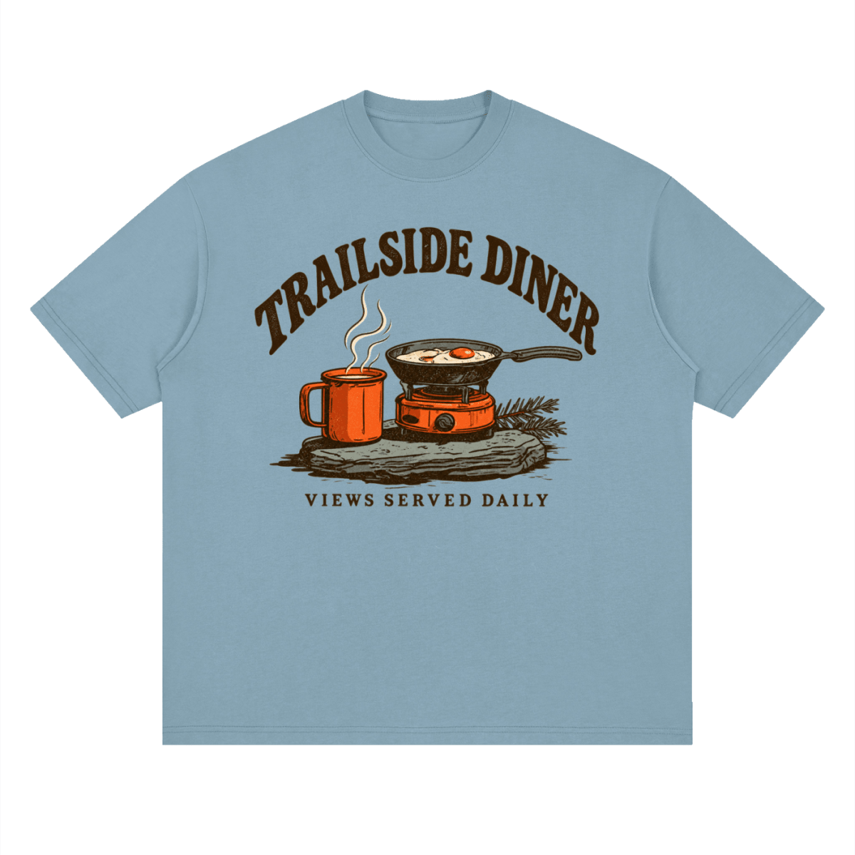 Trailside Diner. Views served daily Streetwear Loose Drop Shoulder T-Shirt - Shirt Habit
