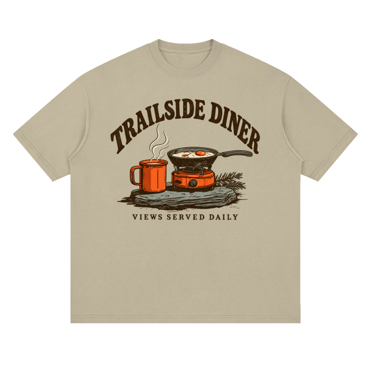 Trailside Diner. Views served daily Streetwear Loose Drop Shoulder T-Shirt - Shirt Habit