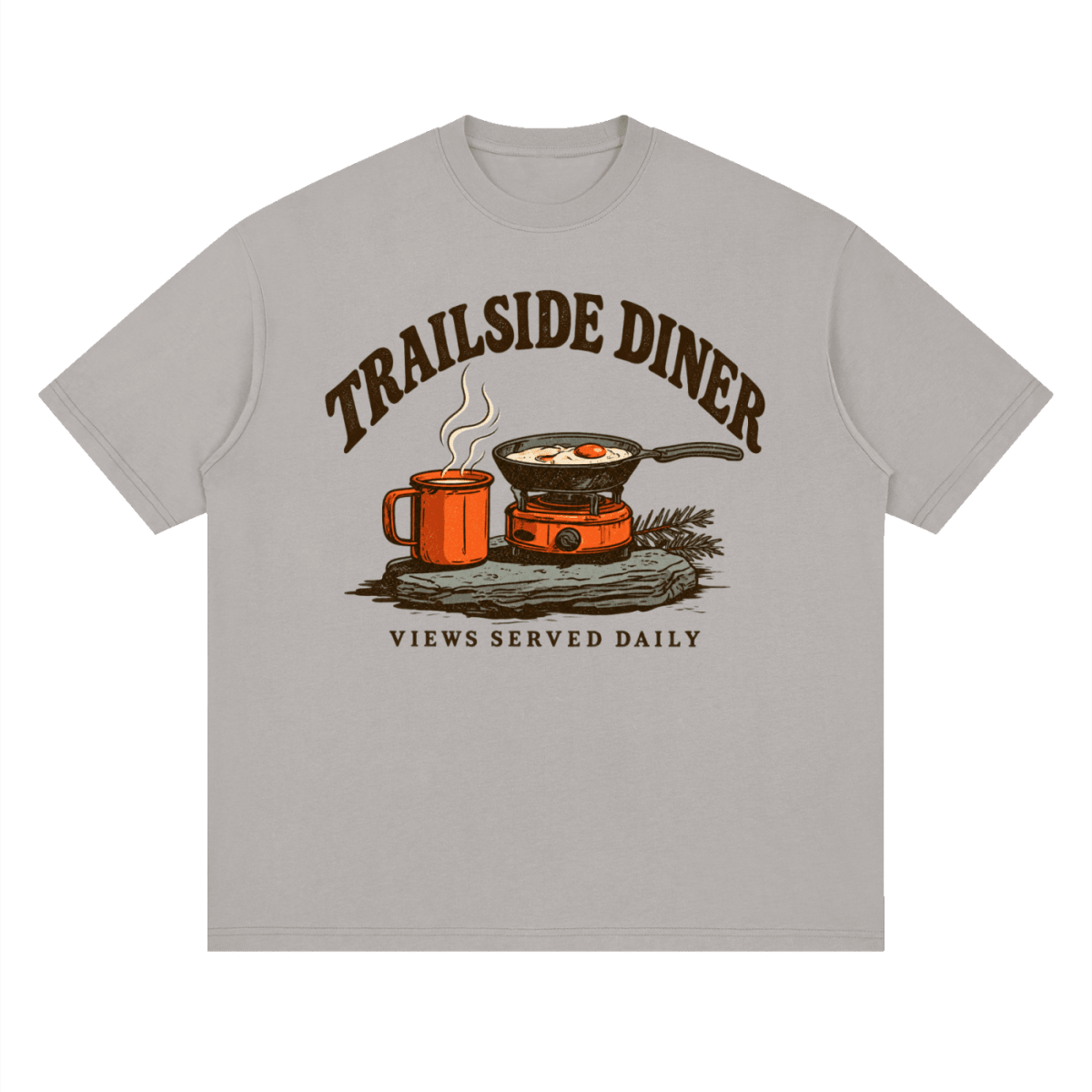 Trailside Diner. Views served daily Streetwear Loose Drop Shoulder T-Shirt - Shirt Habit