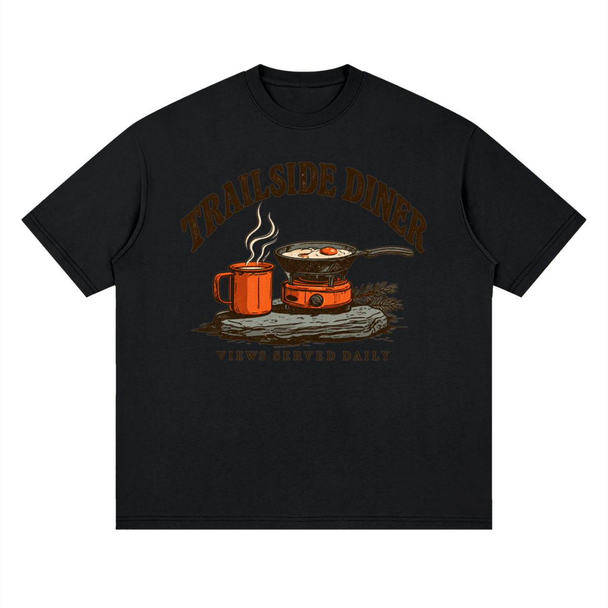 Trailside Diner. Views served daily Streetwear Loose Drop Shoulder T-Shirt - Shirt Habit
