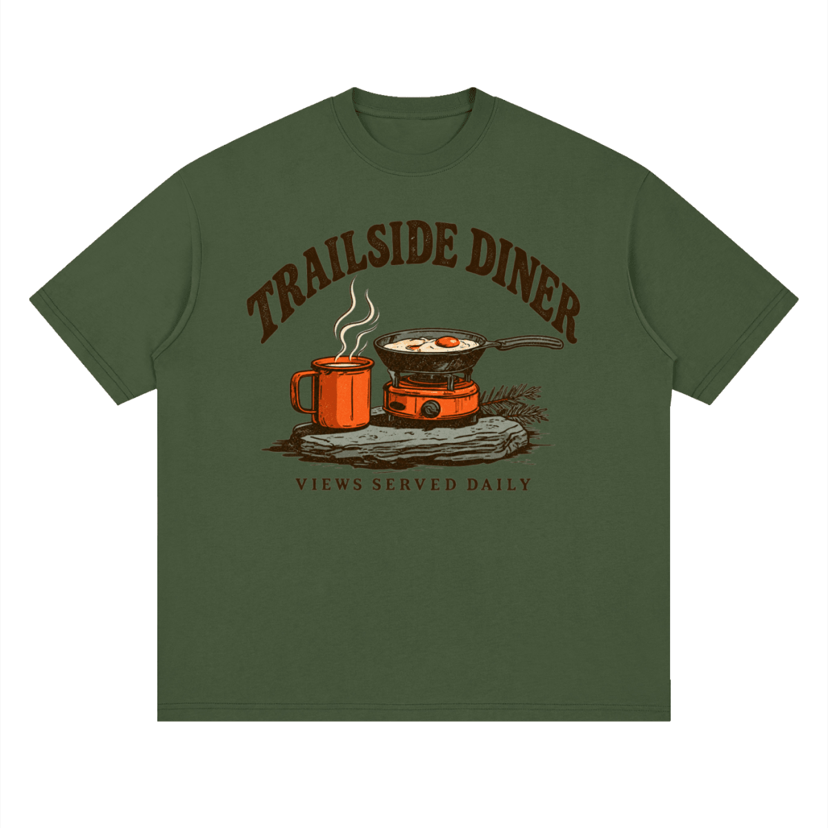 Trailside Diner. Views served daily Streetwear Loose Drop Shoulder T-Shirt - Shirt Habit