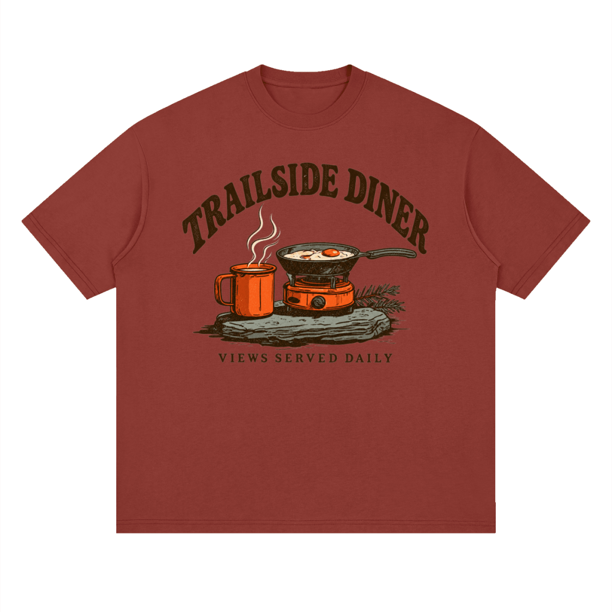 Trailside Diner. Views served daily Streetwear Loose Drop Shoulder T-Shirt - Shirt Habit