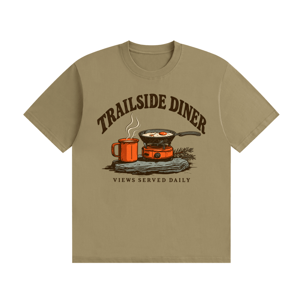 Trailside Diner. Views served daily Unisex Seamless Cotton T-Shirt - Shirt Habit