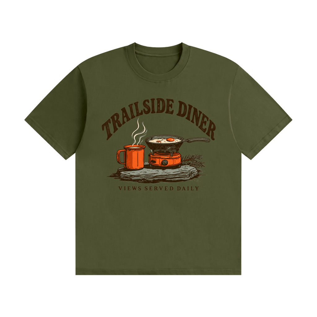 Trailside Diner. Views served daily Unisex Seamless Cotton T-Shirt - Shirt Habit